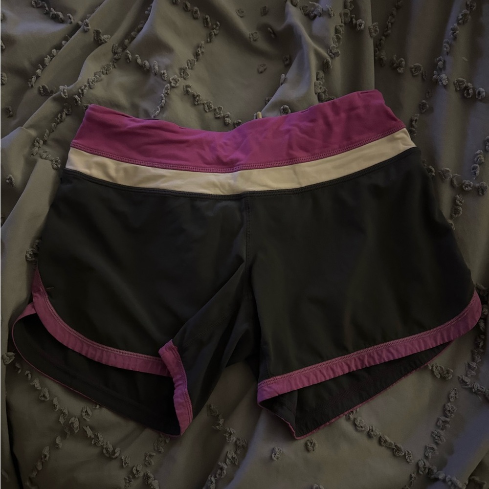 Lululemon Athletica Black and Pink Athletic Shorts with Elastic Waistband